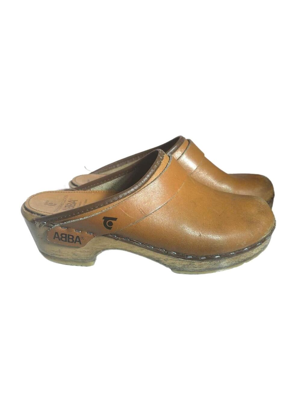 ABBA Vintage Tretorn Clogs Made in Sweden Special Edition Leather and Wood EU37